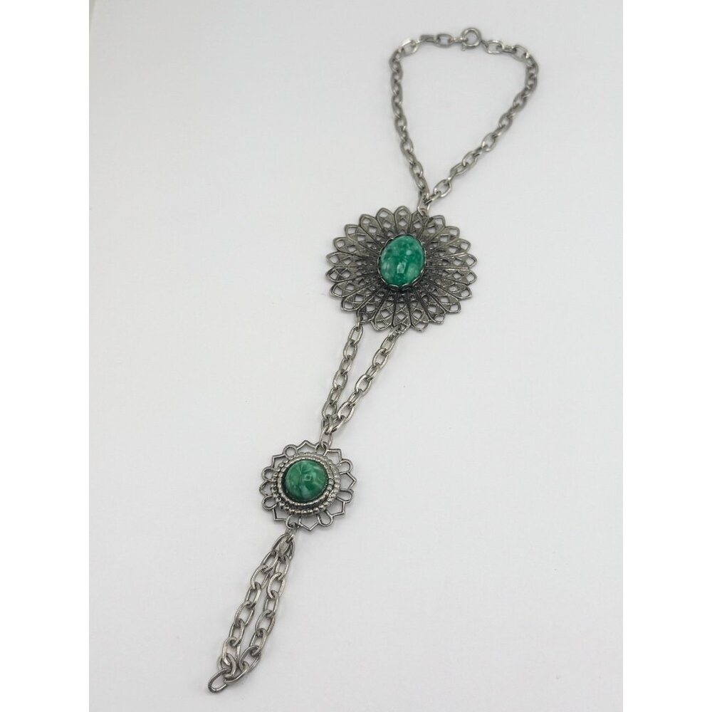 Vintage silver filigree slave bracelet and ring